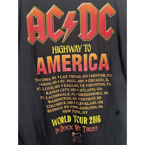 AC/DC Rock or Bust 2016 Tour Shirt Medium Black Highway to America Axl Rose Band - Picture 4 of 5
